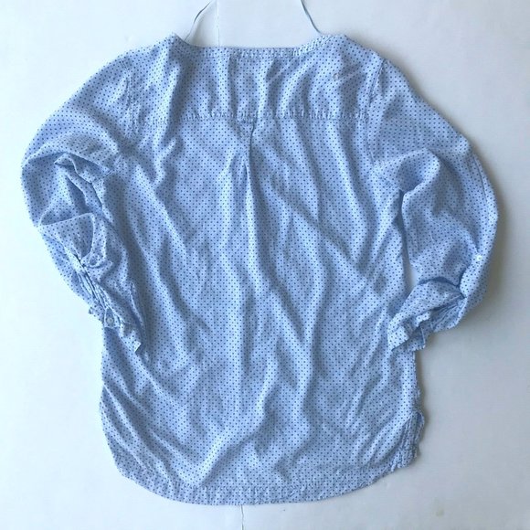 Comma Casual Identity Shirt Blouse Size 40 Hi Low Roll Tab Sleeves Blue … - Picture 10 of 13